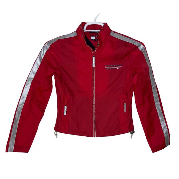 Vintage Tommy Hilfiger Girl Sport Women's‎ Medium Jacket Windbreaker Red Y2K - Picture 1 of 9